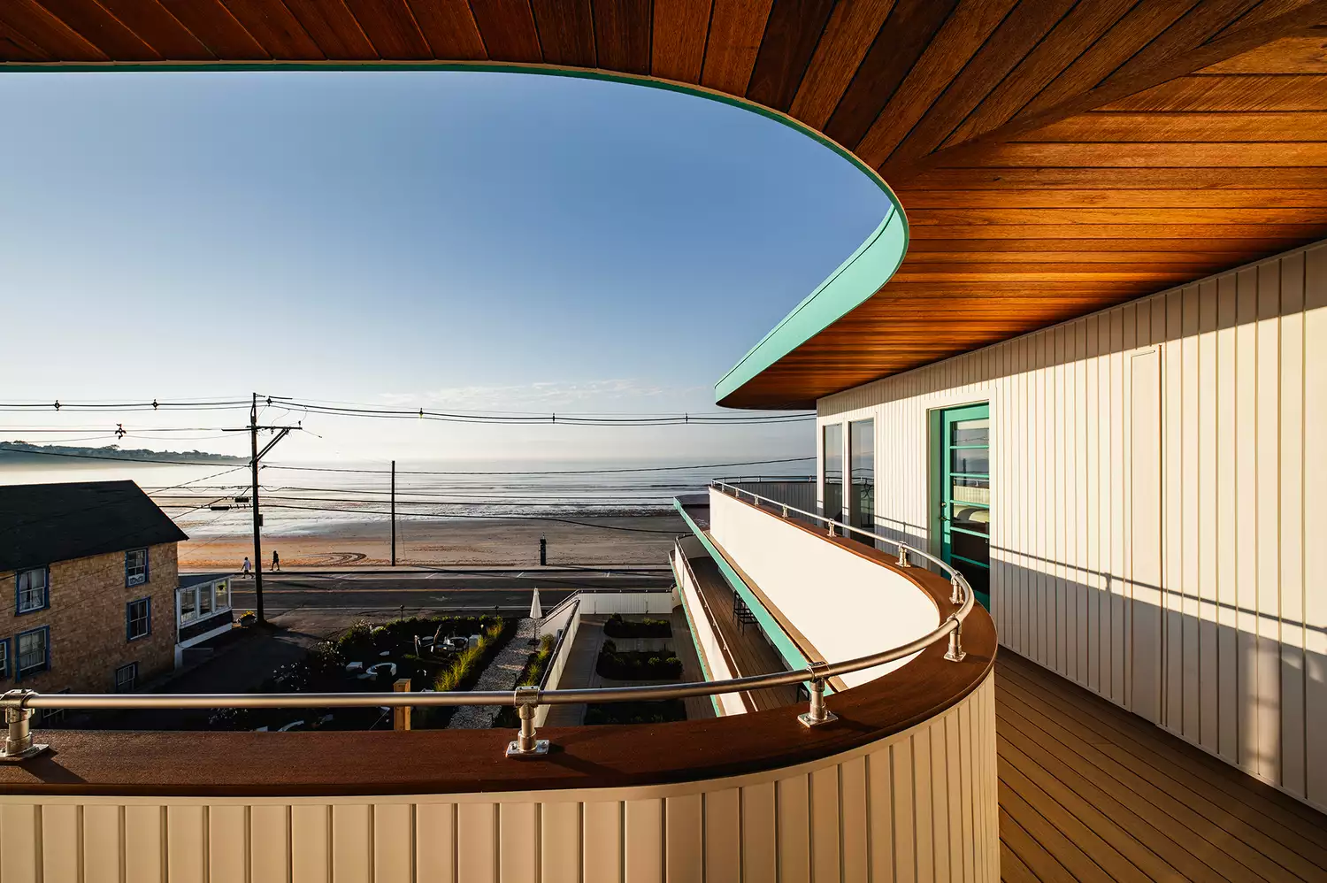 A wide scenic view of the blue Atlantic ocean as seen from the property of The Nevada Hotel.