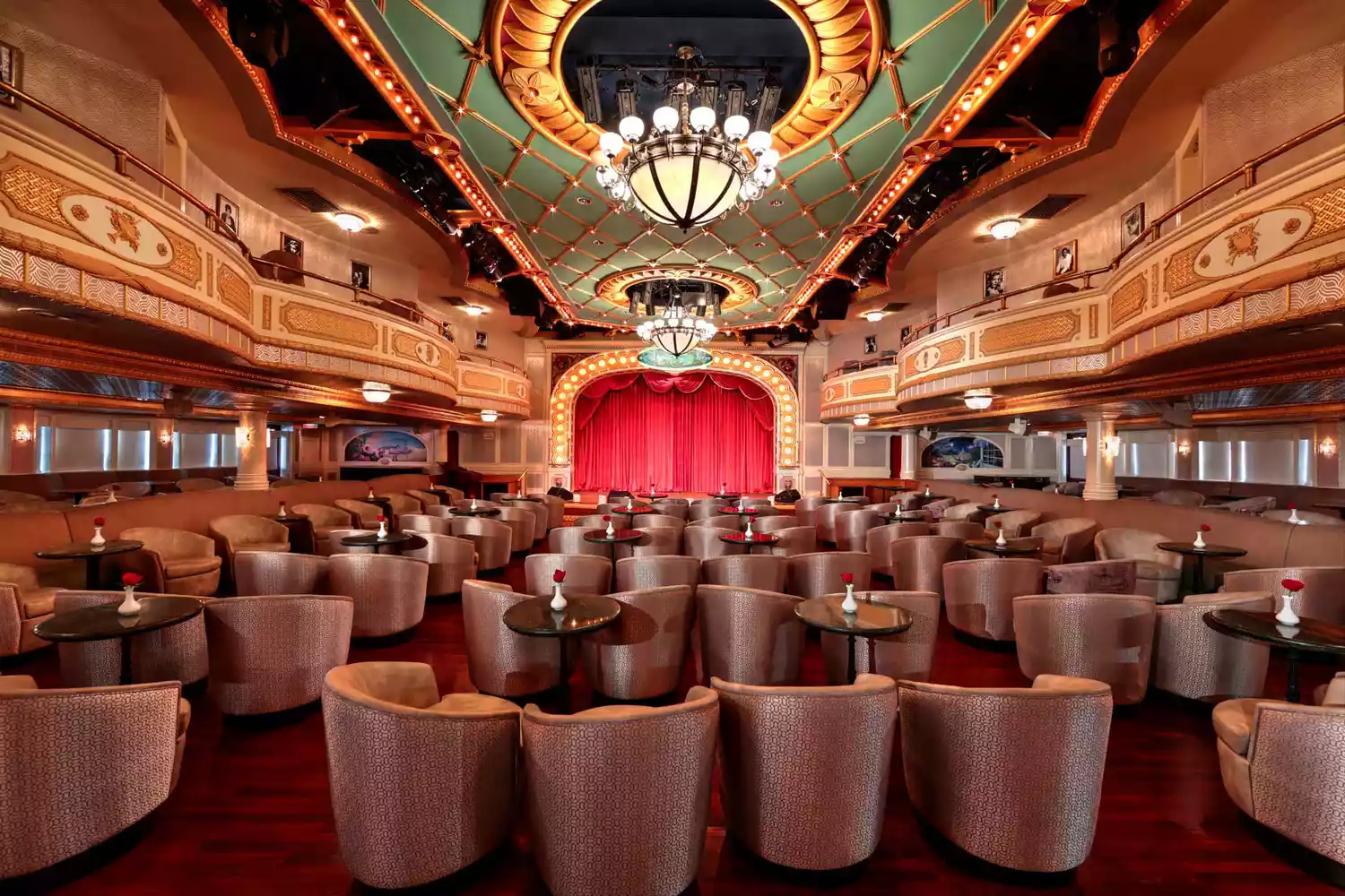 The opulent and historic-style Grand Saloon on board an American Queen riverboat.