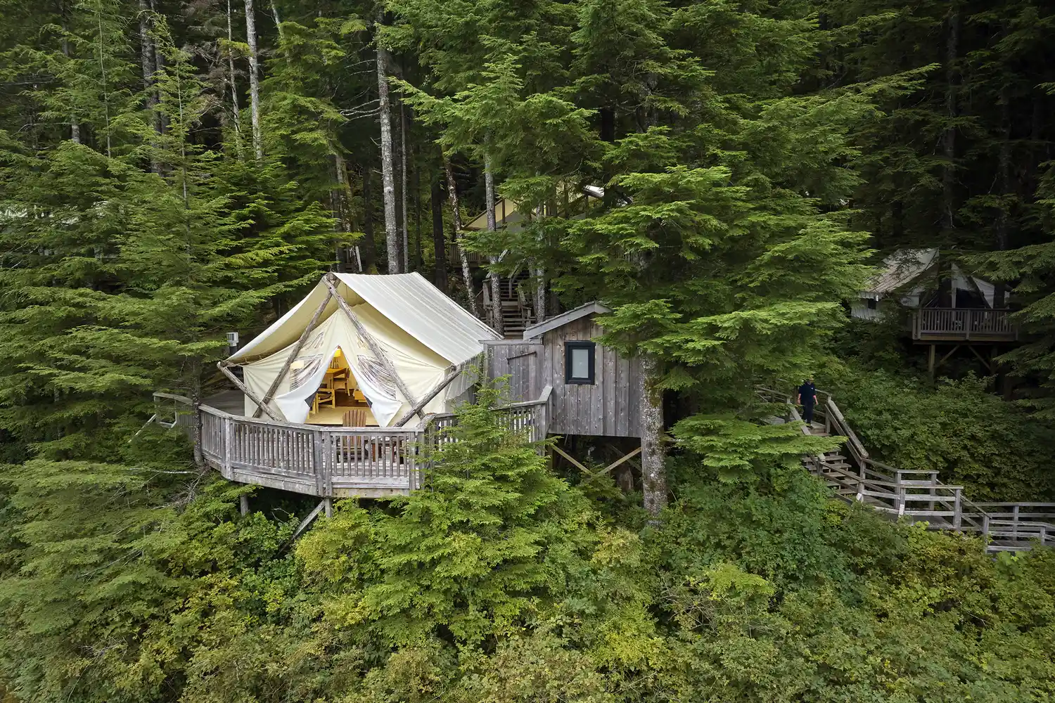 A luxury tented suite at Clayoquot Wilderness Lodge in British Columbia.