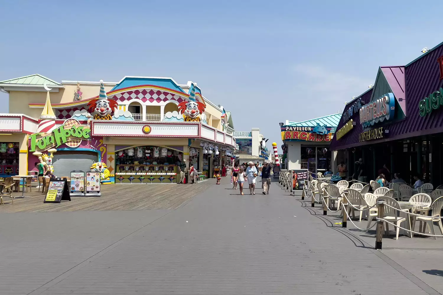 Families walking along the Jenkinson's boardwalk in Point Pleasant Beach.