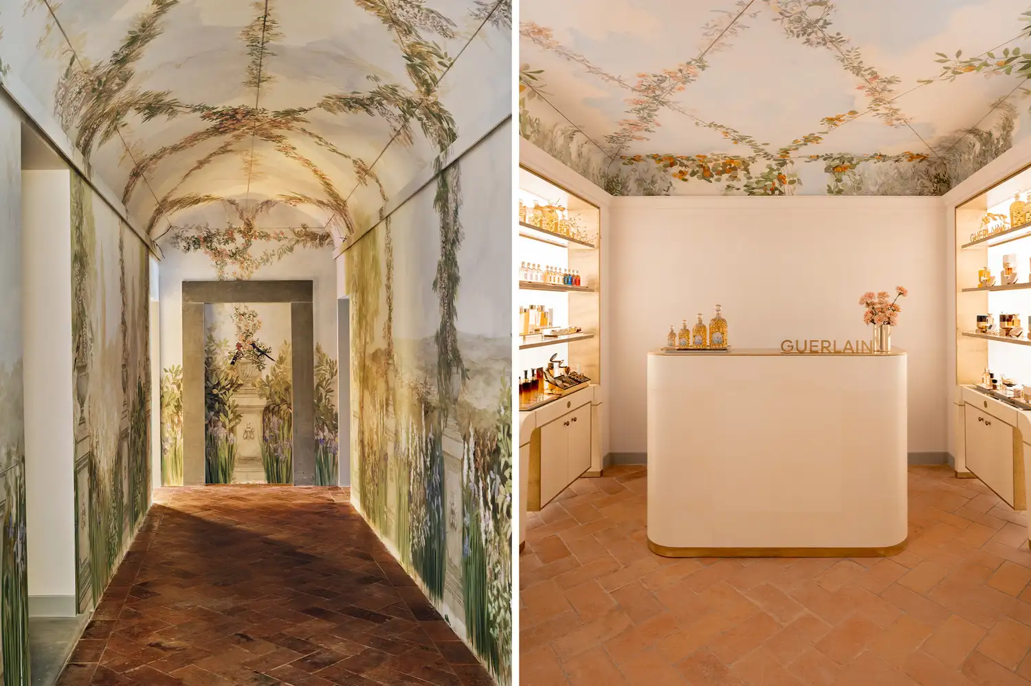 The interior of the Guerlain spa boutique at Villa San Michele.