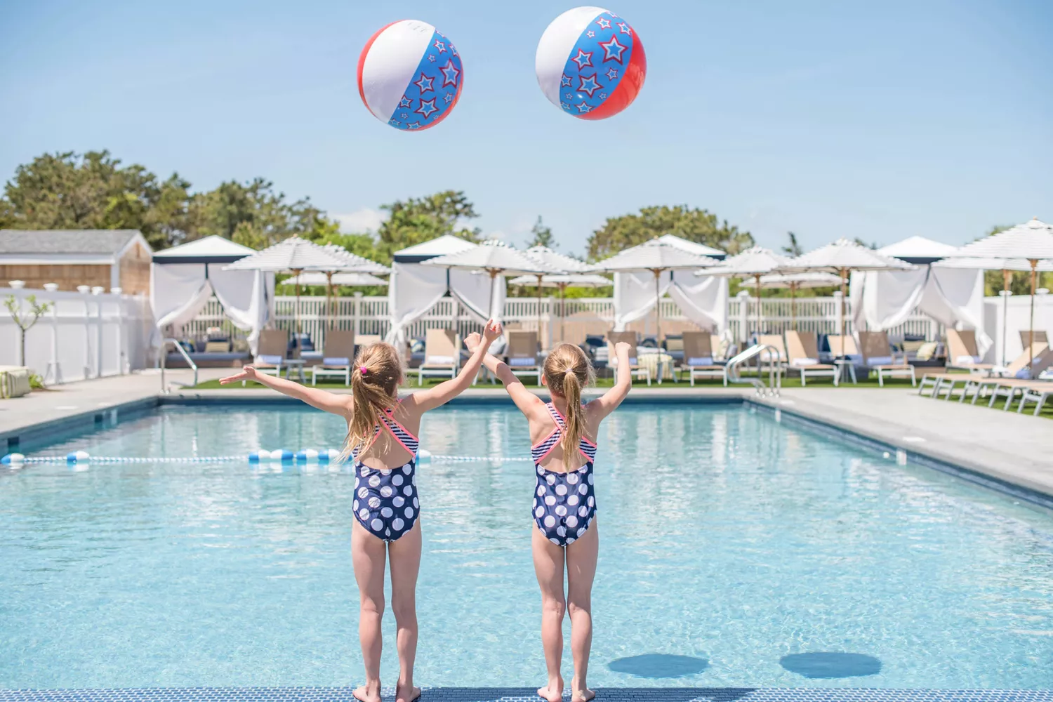 The pristine outdoor pool area at Winnetu Oceanside Resort on Martha's Vineyard.